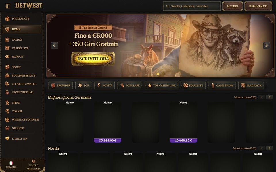 Betwest Casino — lobby